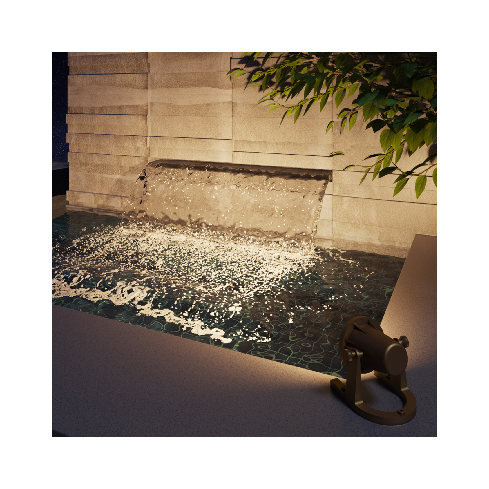Cast brass surface mount spot light designed for ponds and water features. - Image 4